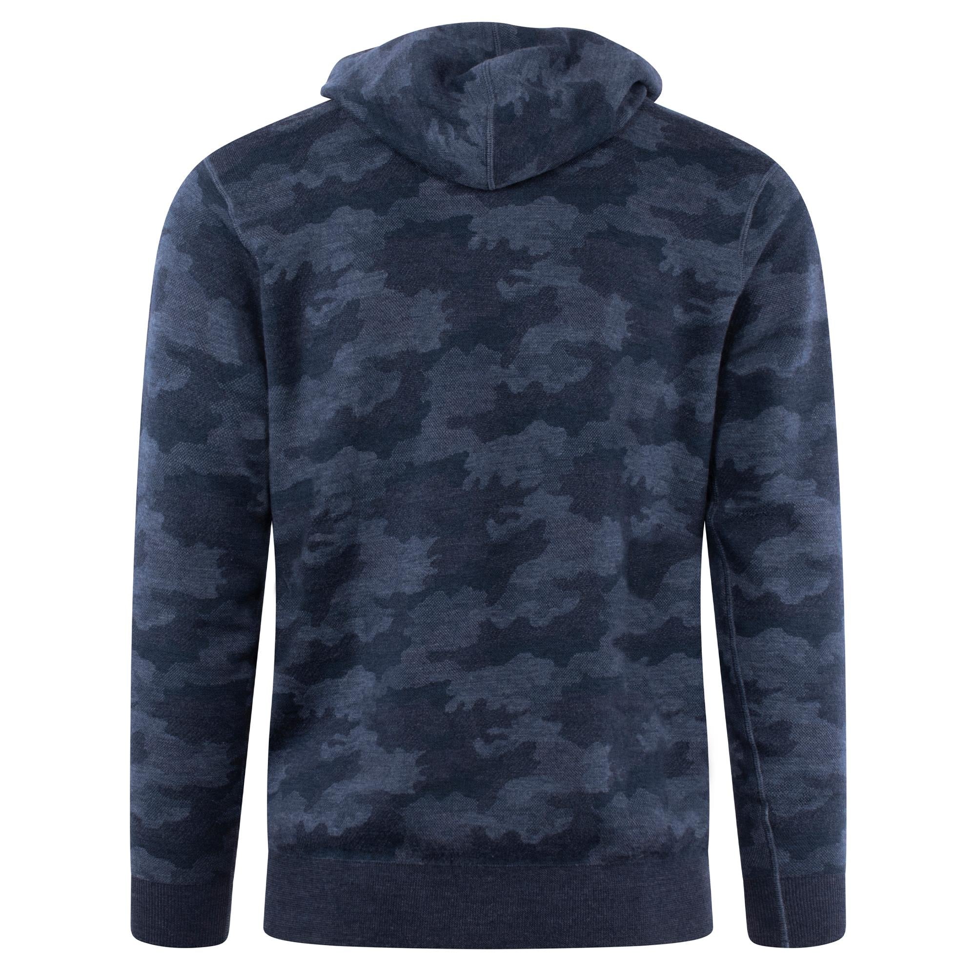 Peter Millar Reversible Camo Popover Mens Hoodie Blue Haze